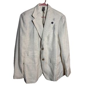 NWT PJ Paul Jones Men's Medium Cream Linen Cotton Blazer Sport Coat Jacket 2 Btn